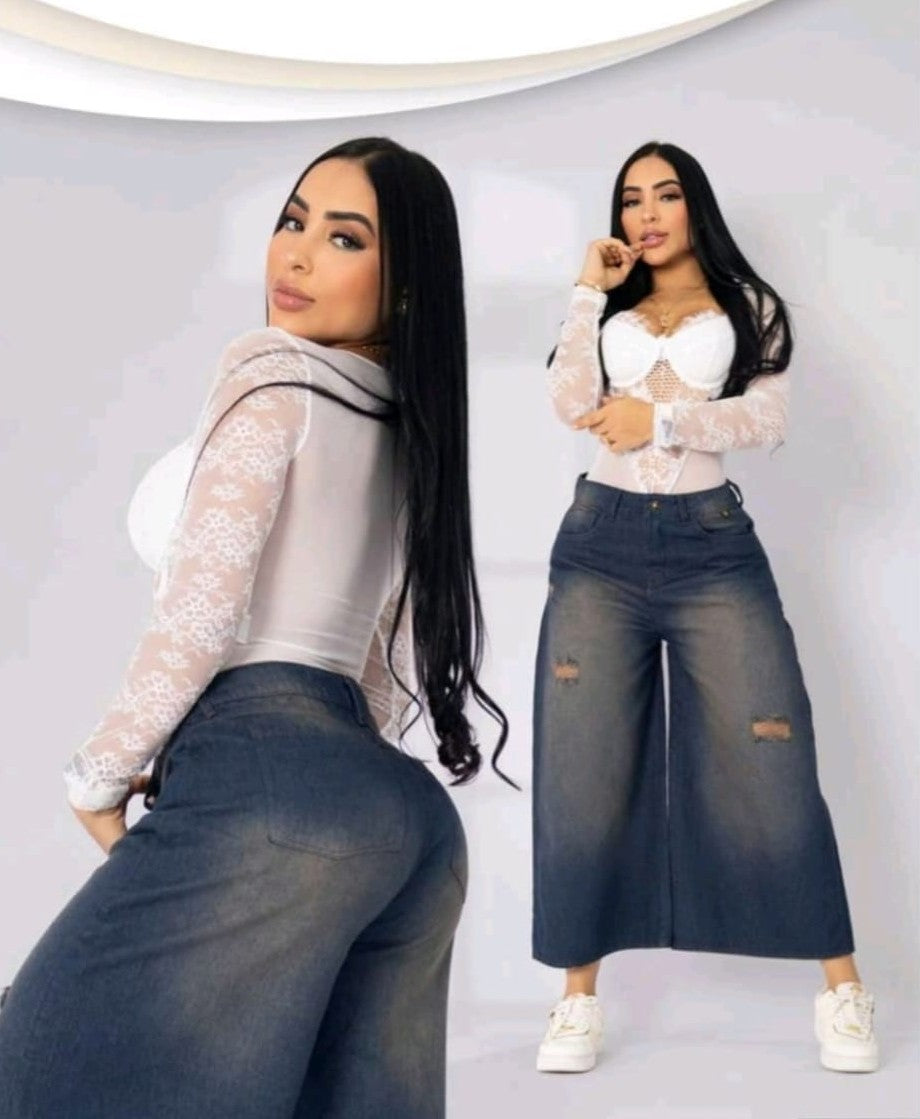 Jeans Culotte Wide Leg Denim Moderno