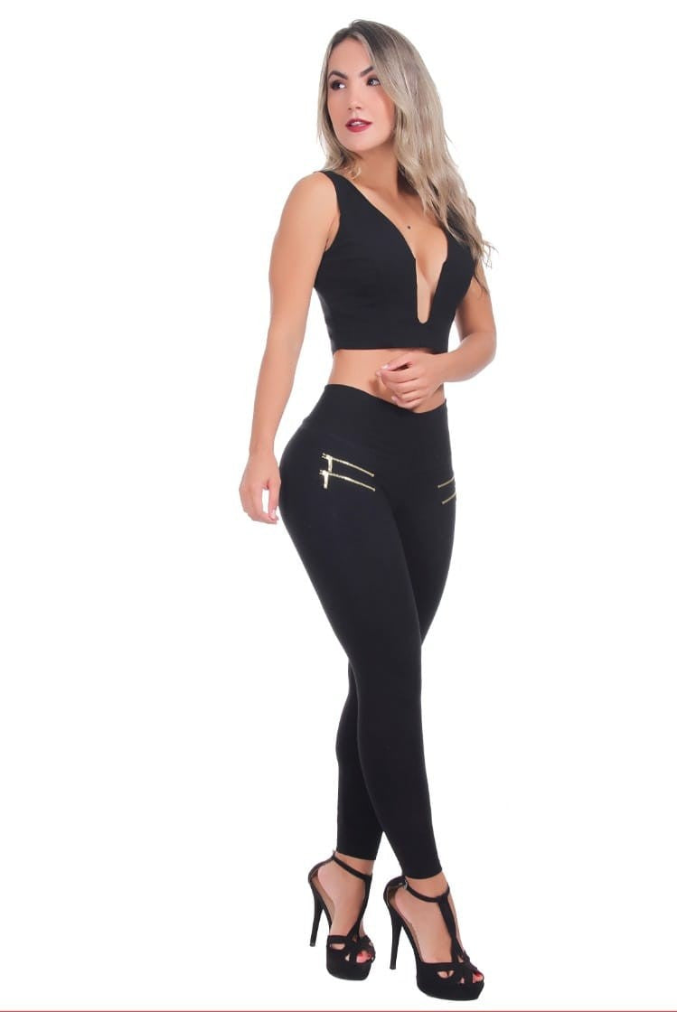 Leggings Sculpt Fit con Cierres Dorados