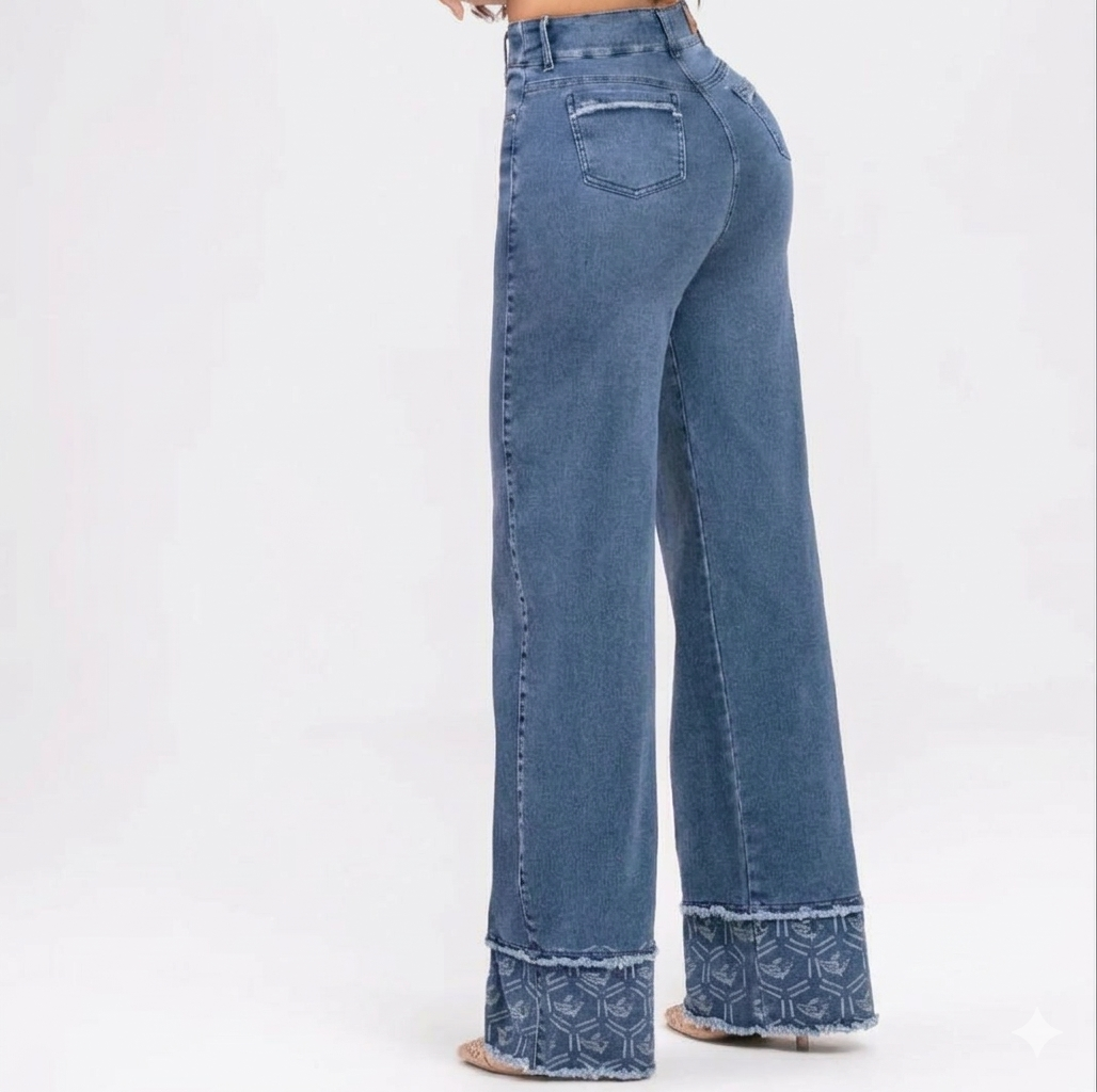 Jeans Wide Leg Azul Claro de Tiro Alto